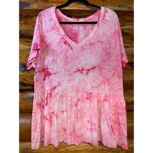 Haptics Pink Tie Dye Tunic Size‎ Large